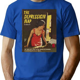 Depression Nap T-Shirt - Retro Graphic Tee for Men & Women - Blue