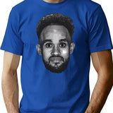 Derrick White Funny Vintage Face T-Shirt - Retro Graphic Casual Tee - Blue