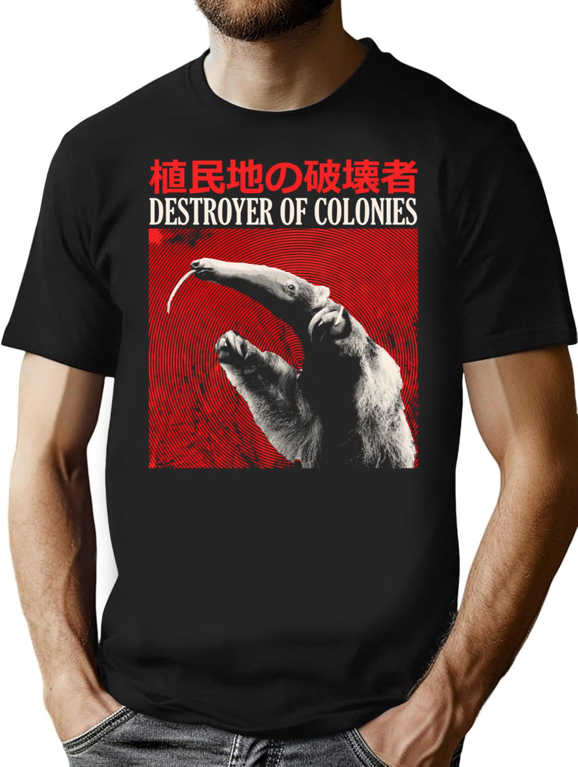 Destroyer Of Colonies Anteater (1) T-Shirt - Retro Graphic Tee for Men & Women - Black