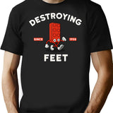 Destroying Feet T-Shirt - Retro Graphic Tee for Men & Women - Black
