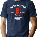 Destroying Feet T-Shirt - Retro Graphic Tee for Men & Women - Navy
