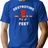 Destroying Feet T-Shirt - Retro Graphic Tee for Men & Women - Blue