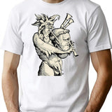 Devil With The Bagpipes T-Shirt - Retro Graphic Tee for Men & Women - White