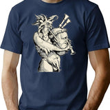 Devil With The Bagpipes T-Shirt - Retro Graphic Tee for Men & Women - Navy