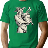 Devil With The Bagpipes T-Shirt - Retro Graphic Tee for Men & Women - Green