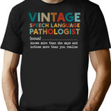 Dfinition Vintage Speech Language Pathologist Gift For Women Men T-Shirt - Black