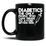 Diabetic Humor Mom Black Coffee Mug, Gift Coffee Mug