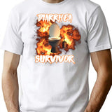 Diarrhea Survivor T-shirt - Retro Graphic Tee for Men & Women - White