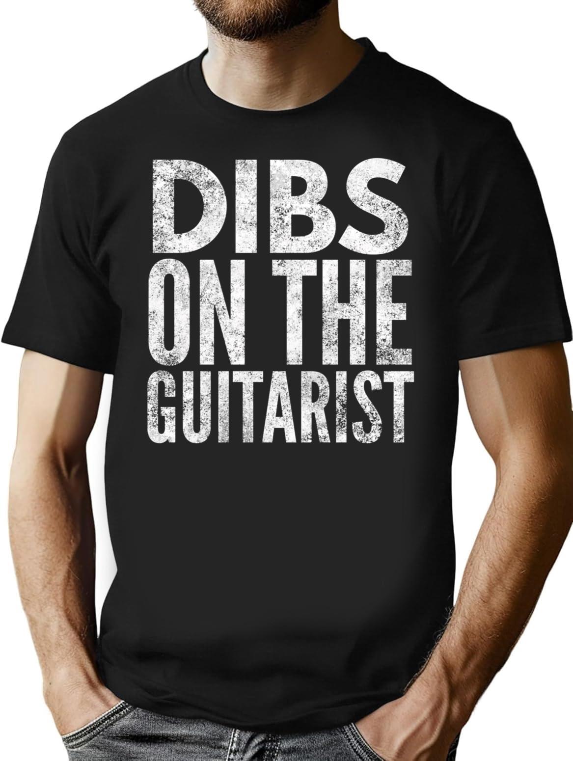 Dibs On The Guitarist T-Shirt - Retro Graphic Tee for Men & Women - Black
