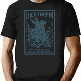 Dick Turpin Vintage Matchbox Design T-Shirt - Retro Graphic Casual Tee - Black