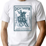 Dick Turpin Vintage Matchbox Design T-Shirt - Retro Graphic Casual Tee - White