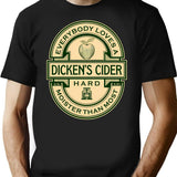 Dicken's Cider Label T-Shirt - Retro Graphic Tee for Men & Women - Black