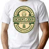 Dicken's Cider Label T-Shirt - Retro Graphic Tee for Men & Women - White