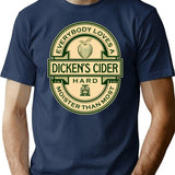 Dicken's Cider Label T-Shirt - Retro Graphic Tee for Men & Women - Navy