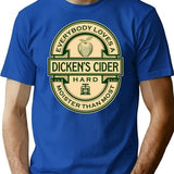 Dicken's Cider Label T-Shirt - Retro Graphic Tee for Men & Women - Blue
