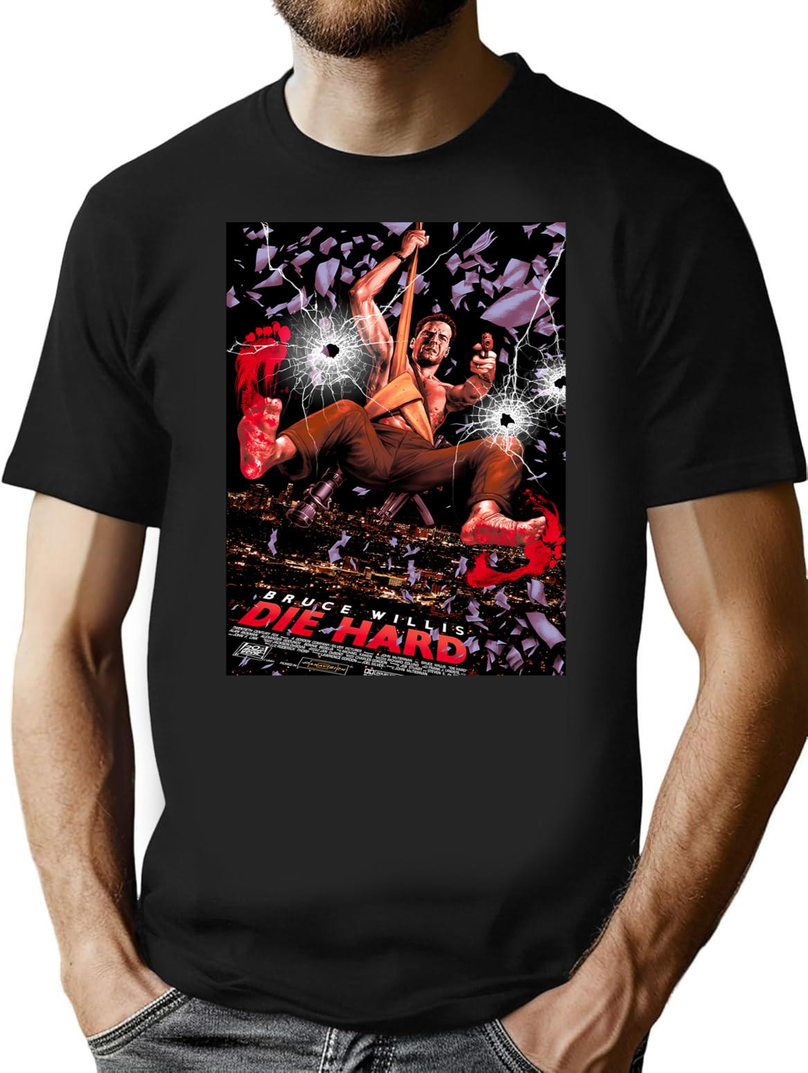 Die Hard Poster T-Shirt - Retro Graphic Tee for Men & Women - Black