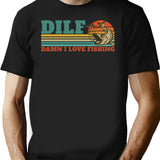 Dilf Damn I Love Fishing Retro Vintage Sunset Funny Fishing Gift (2) T-Shirt - Black