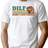 Dilf Damn I Love Fishing Retro Vintage Sunset Funny Fishing Gift (2) T-Shirt - White