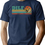 Dilf Damn I Love Fishing Retro Vintage Sunset Funny Fishing Gift (2) T-Shirt - Navy