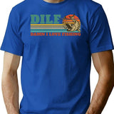 Dilf Damn I Love Fishing Retro Vintage Sunset Funny Fishing Gift (2) T-Shirt - Blue