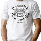 Dimmsdale Dimmadome T-Shirt - Retro Graphic Tee for Men & Women - White