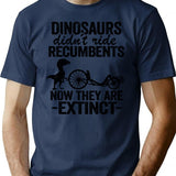 Dinosaurs Didn't Ride Recumbents Now They Are Extinct Funny Recumbent Bike T-Shirt - Navy
