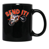 Dirt Bike Jump Or Motocross Jump Mx Or Motorcycle Jump Send It Black Coffee Mug, Gift Coffee Mug - Black