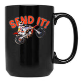 Dirt Bike Jump Or Motocross Jump Mx Or Motorcycle Jump Send It Black Coffee Mug, Gift Coffee Mug - Black