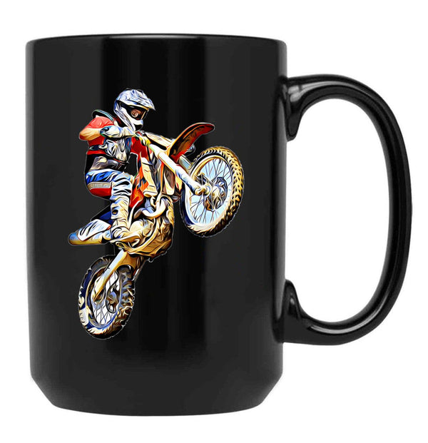 Dirt Bike Jump Or Motocross Jump Mx Or Motorcycle Jump Black Coffee Mug, Gift Coffee Mug - Black