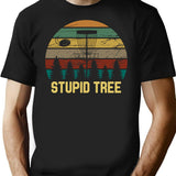 Disc Golf Stupid Tree Vintage Tee Frisbee Funny Golfer Retro - Black