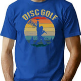 Disc Golf - Vintage Bigfoot T-Shirt - Retro Graphic Casual Tee - Blue