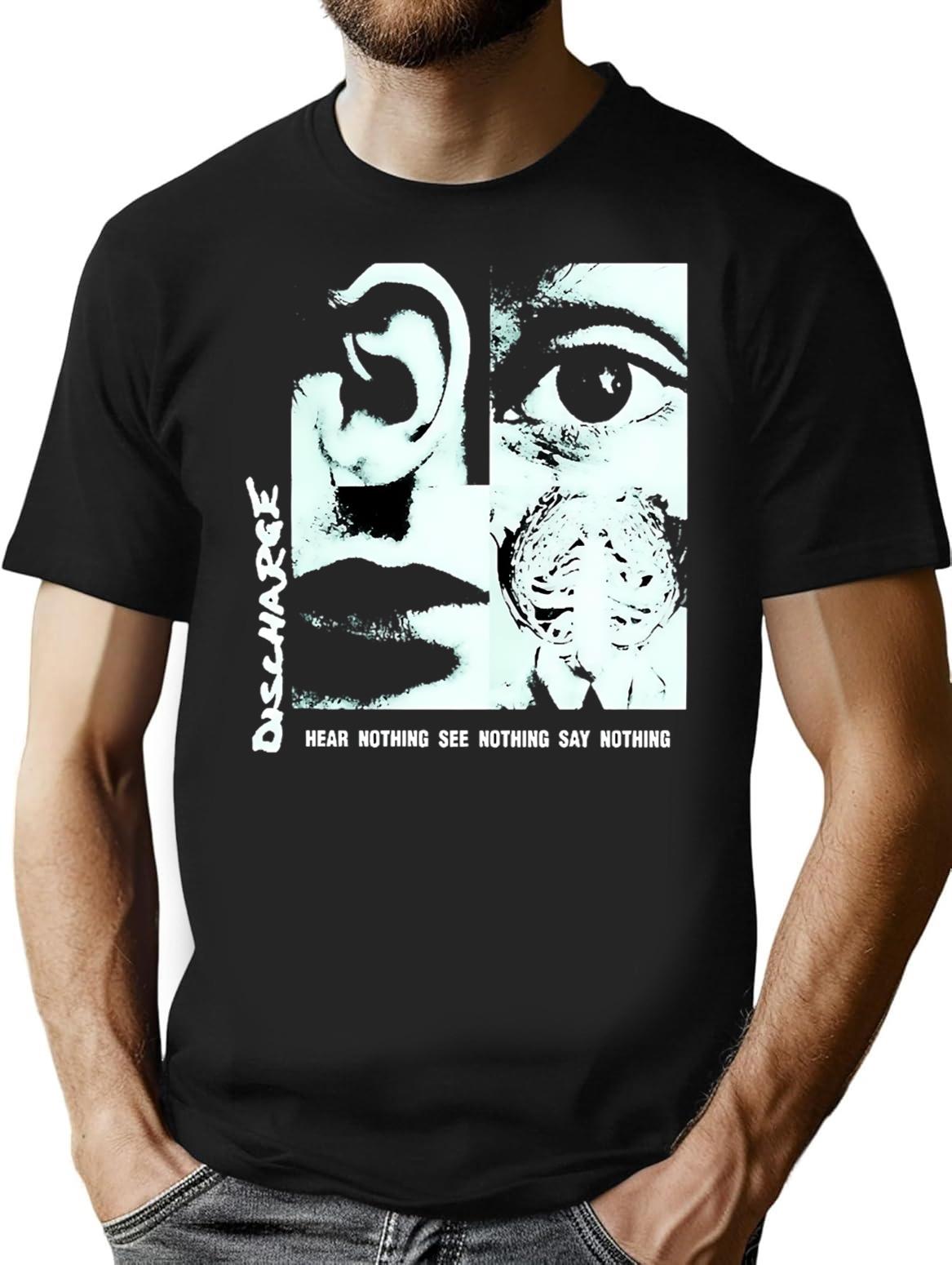 Discharge T-Shirt - Retro Graphic Tee for Men & Women - Black