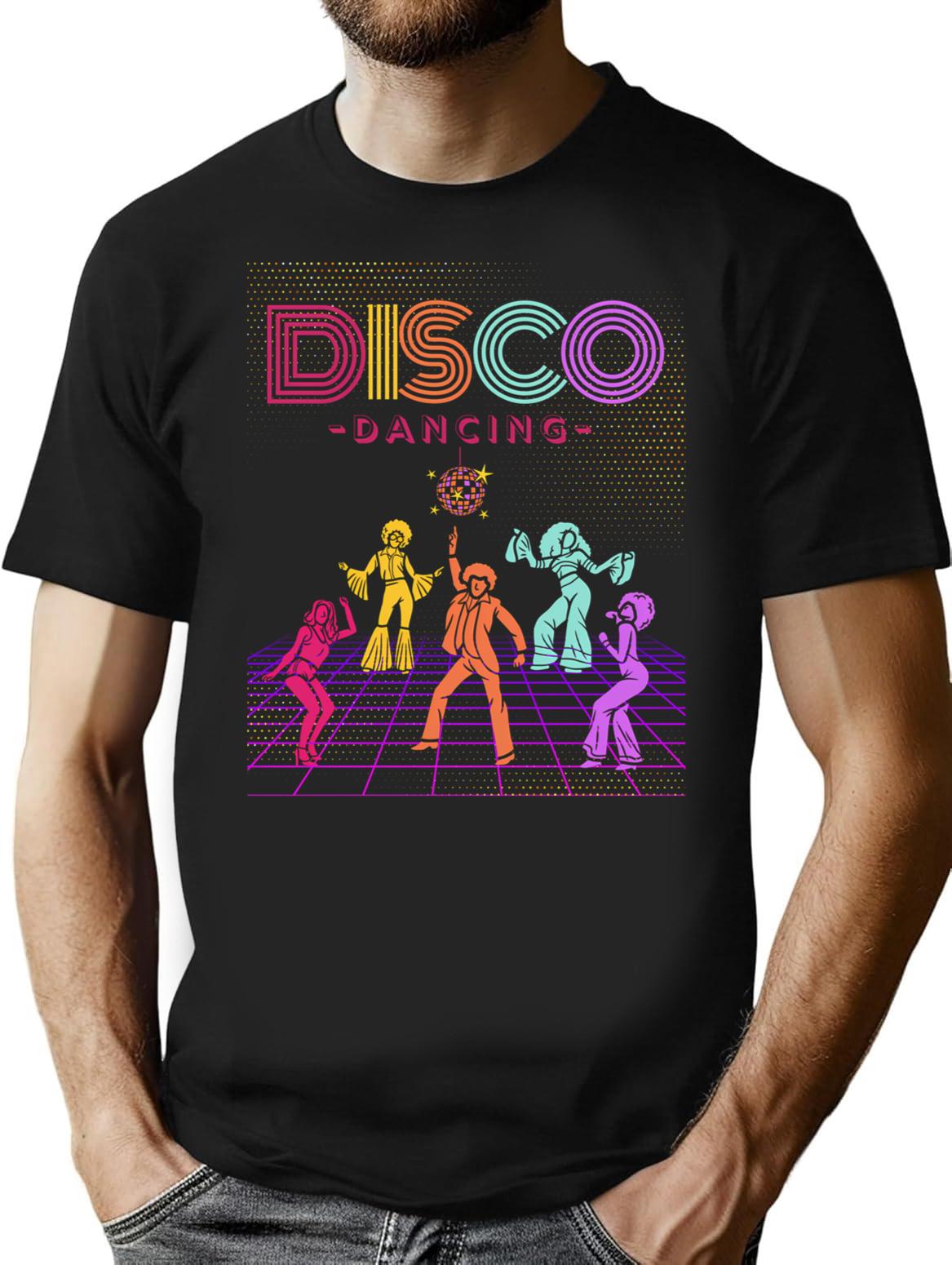 Disco Dancing T-Shirt - Retro Graphic Tee for Men & Women - Black