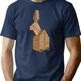 Distressed Trojan Rabbit T-Shirt - Retro Graphic Tee for Men & Women - Navy