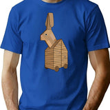Distressed Trojan Rabbit T-Shirt - Retro Graphic Tee for Men & Women - Blue