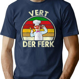 Distressed Vert Der Ferk T-Shirt - Retro Graphic Tee for Men & Women - Navy