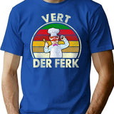 Distressed Vert Der Ferk T-Shirt - Retro Graphic Tee for Men & Women - Blue