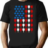 Distressed Vintage Pickleball Usa Flag T-Shirt - Retro Graphic Casual Tee - Black