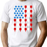 Distressed Vintage Pickleball Usa Flag T-Shirt - Retro Graphic Casual Tee - White