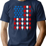 Distressed Vintage Pickleball Usa Flag T-Shirt - Retro Graphic Casual Tee - Navy