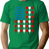 Distressed Vintage Pickleball Usa Flag T-Shirt - Retro Graphic Casual Tee - Green