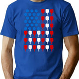 Distressed Vintage Pickleball Usa Flag T-Shirt - Retro Graphic Casual Tee - Blue