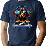Dj Dachshund Dog T-Shirt - Retro Graphic Tee for Men & Women - Navy