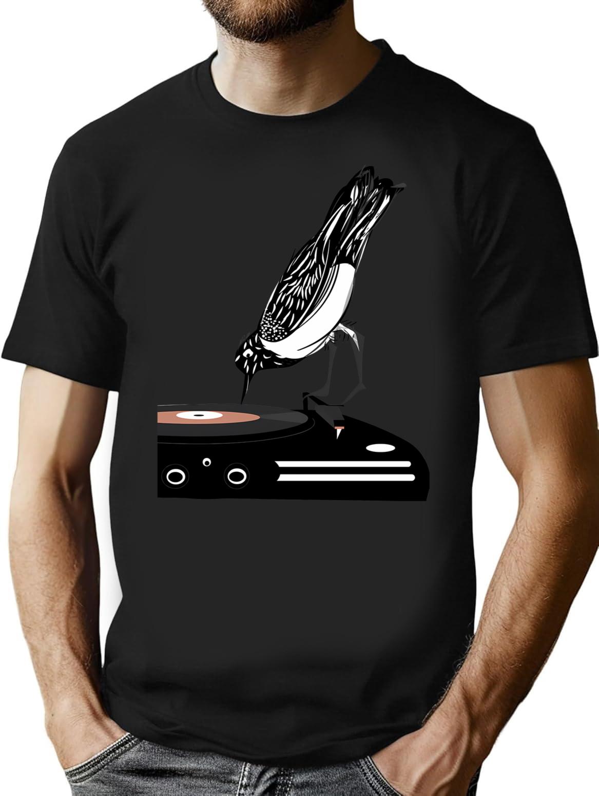 Dj Magpie T-Shirt - Retro Graphic Tee for Men & Women - Black