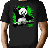 Dj Panda (vintage Distressed Look) T-Shirt - Retro Graphic Casual Tee - Black