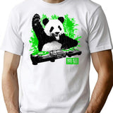 Dj Panda (vintage Distressed Look) T-Shirt - Retro Graphic Casual Tee - White