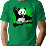 Dj Panda (vintage Distressed Look) T-Shirt - Retro Graphic Casual Tee - Green