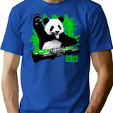 Dj Panda (vintage Distressed Look) T-Shirt - Retro Graphic Casual Tee - Blue