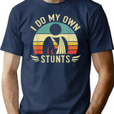 Do My Own Stunts Funny Broken Arm Hand Injury Get Well T-Shirt - Navy