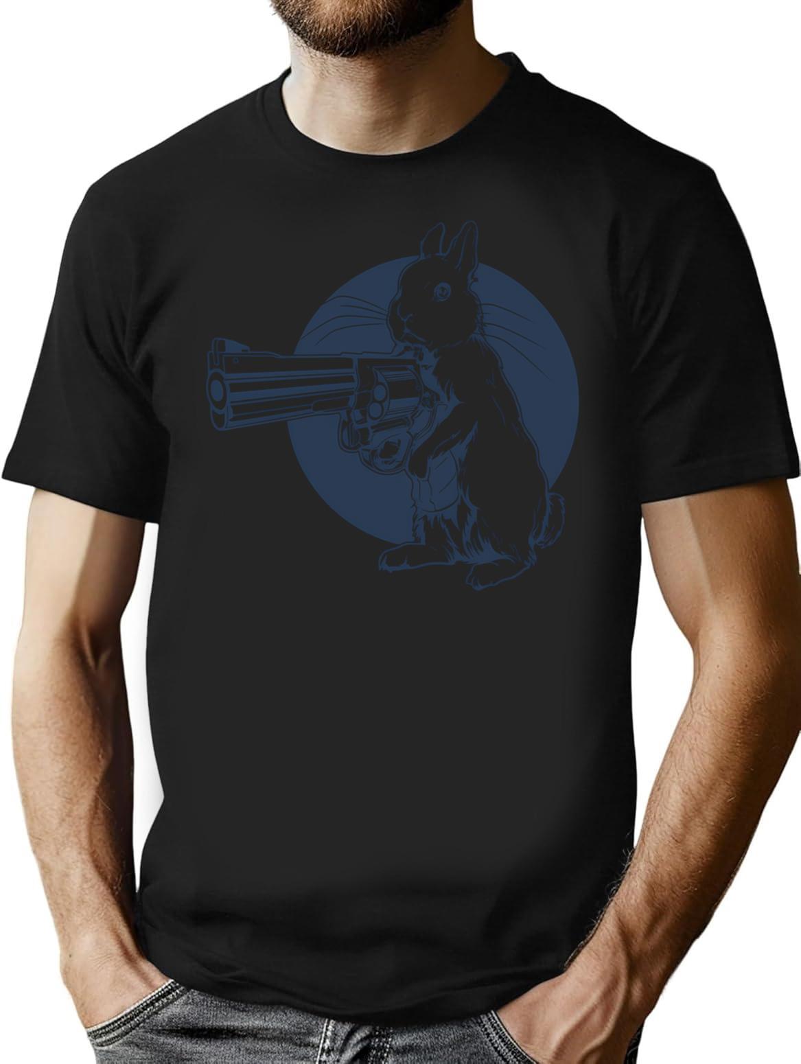 Do You Feel Lucky Hare Trigger Dirty Hairy Bunny T-Shirt - Black